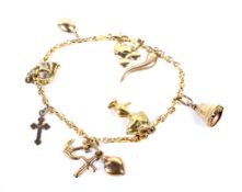 A vintage Italian gold anchor-link 'charm' bracelet.