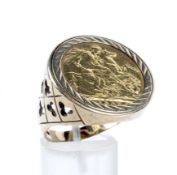 A 1903 sovereign, loosely mounted in a gentleman's 9ct gold signet ring.