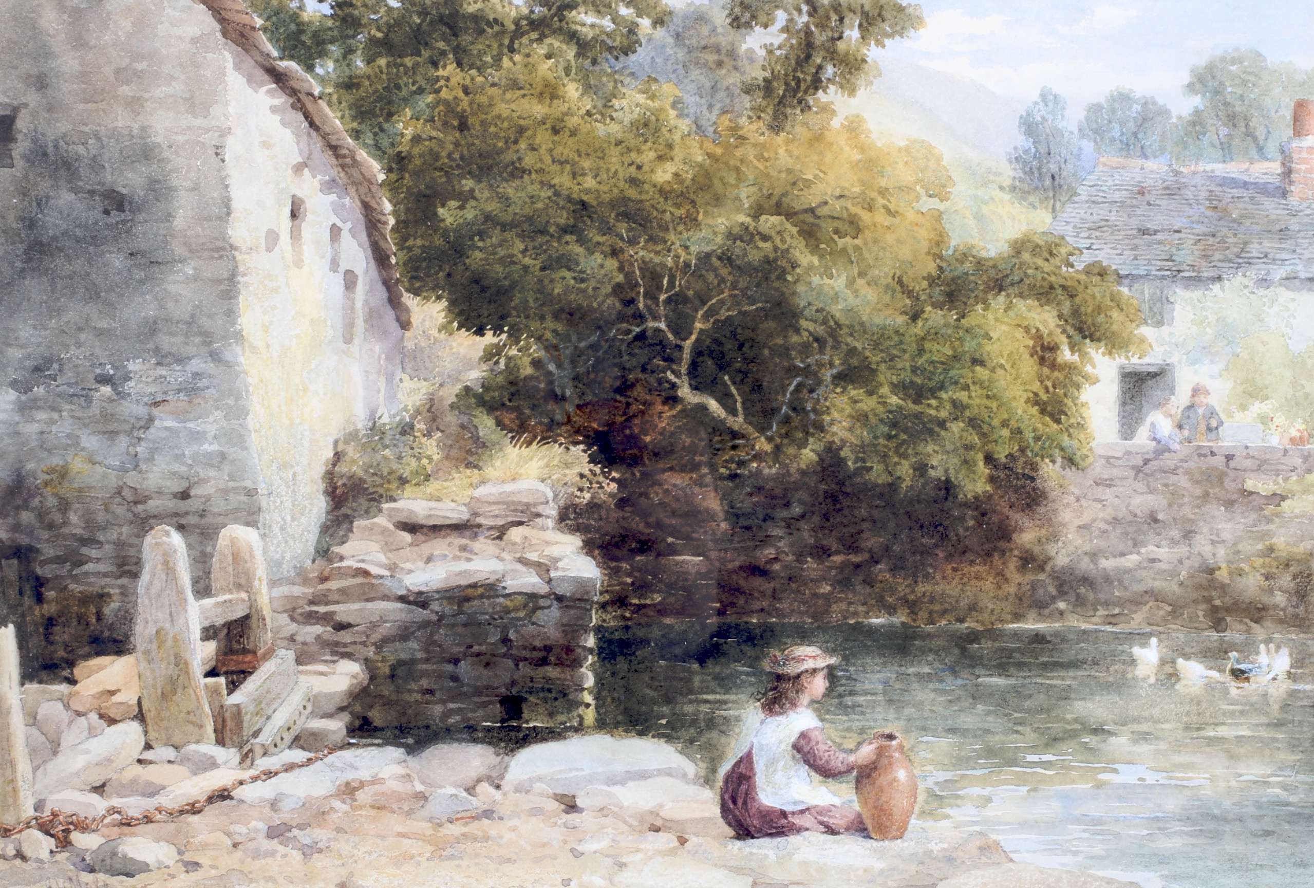 John Henry Mole (1814-1886), By the Village Pond, watercolour on paper.