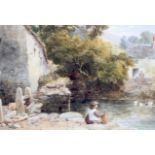 John Henry Mole (1814-1886), By the Village Pond, watercolour on paper.