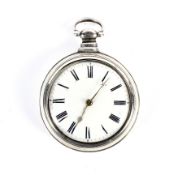 A 19th century silver pair case pocket watch. Fusee movement no 2105.