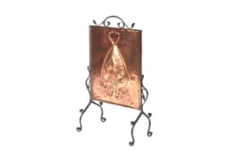 An Arts and Crafts copper and wrought iron fire screen, circa 1890-1900.
