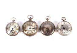 A collection of four assorted 19th century silver cased pocket watches.