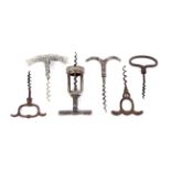 A collection of vintage corkscrews. Including: an example marked Monopol, another by C.T.