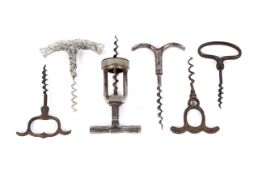 A collection of vintage corkscrews. Including: an example marked Monopol, another by C.T.