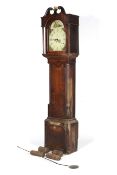 Early 19th century oak and mahogany crossbanded eight day long case clock.