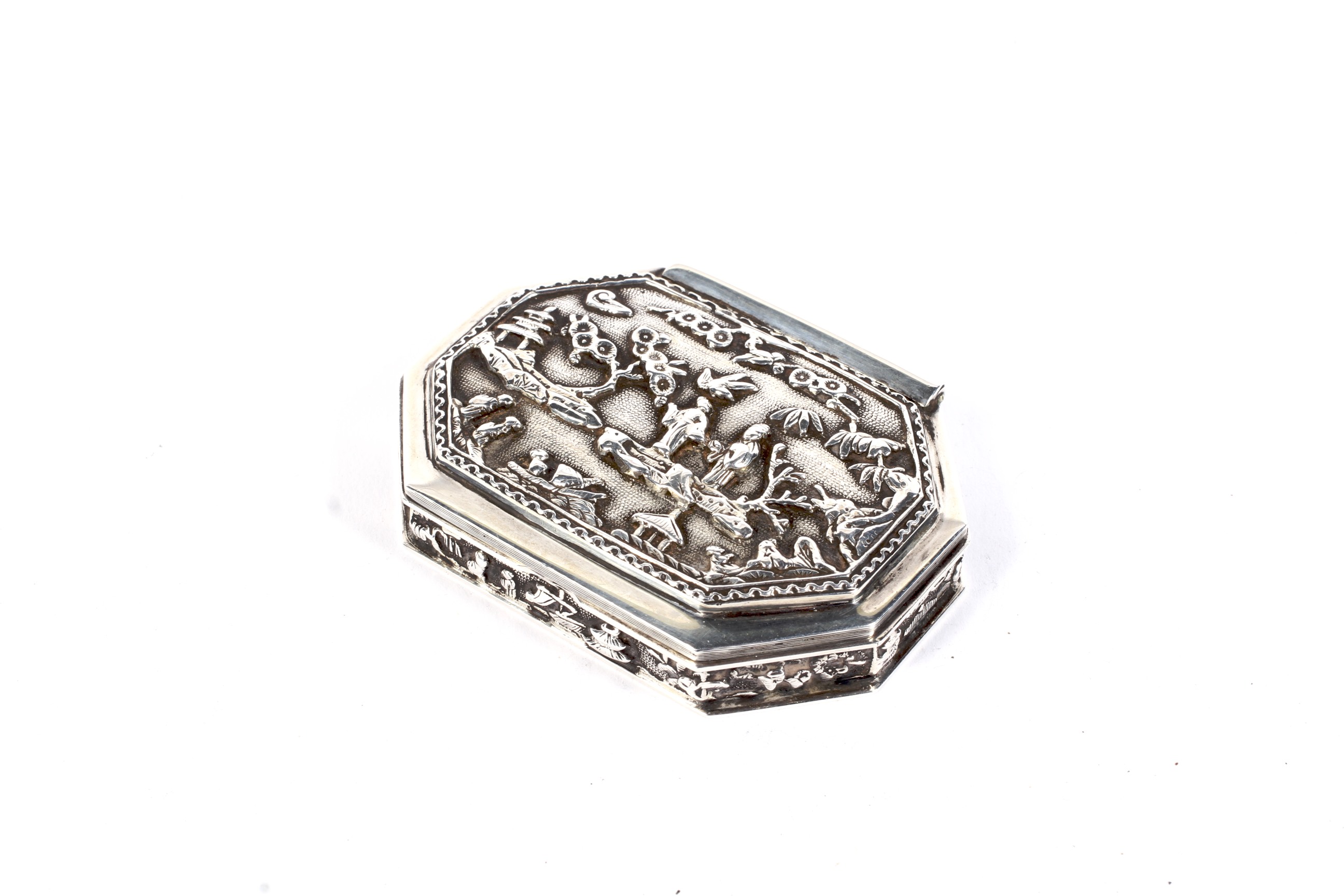 A modern silver limited edition octagonal snuff box after the antique.