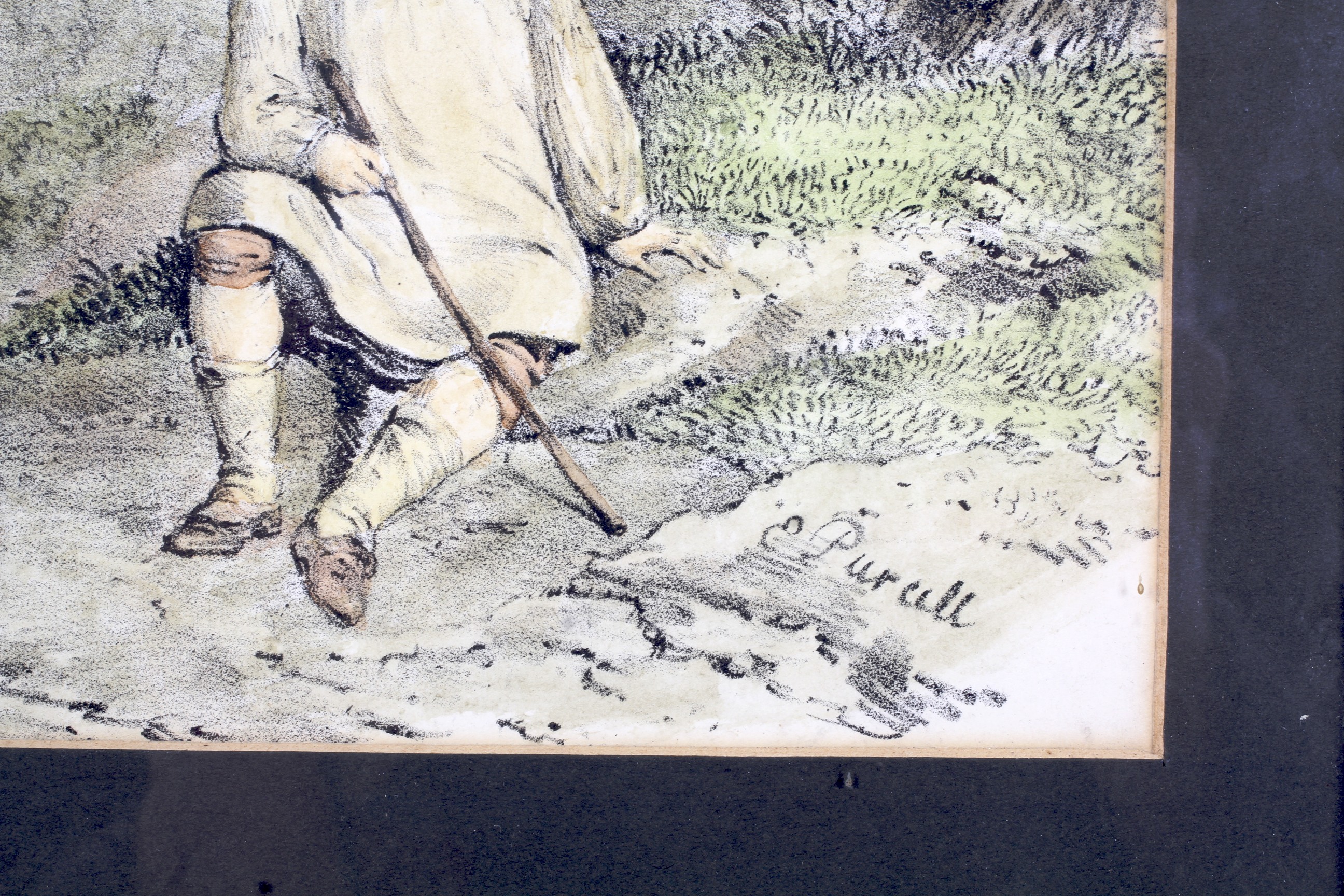 After Edward Purcell (act 1812-1831), coloured print of a milkmaid and seated youth, in landscape. - Image 3 of 3