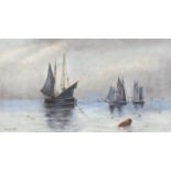 Early 20th century maritime scene of sailing ships, oil on canvas. signed C W McNeil.