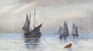 Early 20th century maritime scene of sailing ships, oil on canvas. signed C W McNeil.