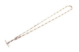 A vintage Italian 9ct gold fetter and three filed-curb link 'watch chain' or 'Albert' necklace.