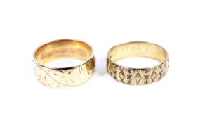 Two 9ct gold wedding bands.