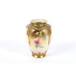 A Royal Worcester blush ivory ground vase with roses.