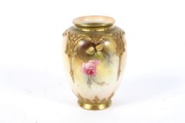 A Royal Worcester blush ivory ground vase with roses.