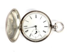 A 19th century silver case hunter pocket watch. Fusee movement no 96916 with dust cover.