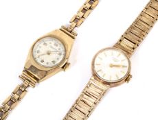 Two lady's vintage 9ct gold bracelet watches.