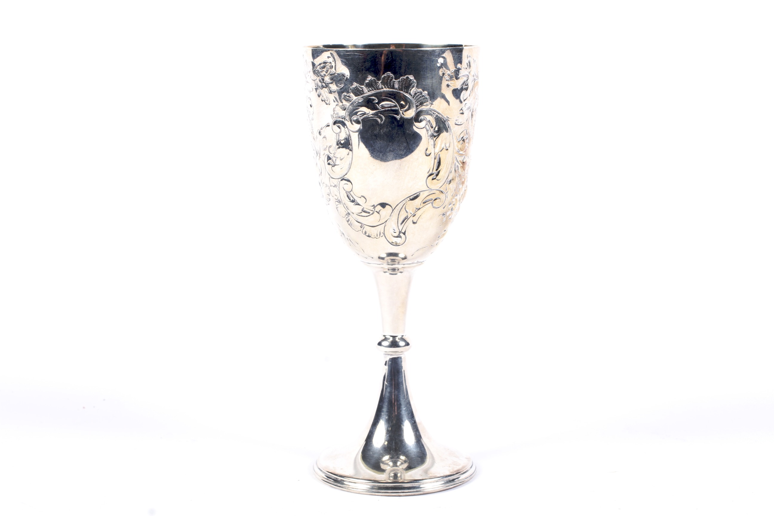 A late Victorian silver goblet.