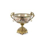 A 19th century Canton famille rose gilt-metal mounted punch bowl.