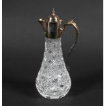A modern silver mounted clear cut-glass claret jug.