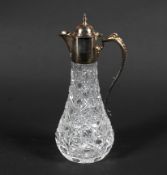 A modern silver mounted clear cut-glass claret jug.