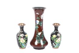 Three 20th century Asian cloisonne vases.