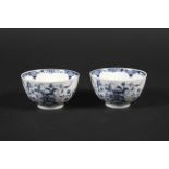 A pair of Worcester porcelain blue and white tea bowls, circa 1775.