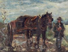Early 20th Century British School, in the style of Alfred Munnings, oil on canvas.