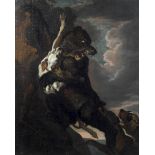 Abraham Hondius (Rotterdam 1625 - London 1691), Bear baiting group with hounds.