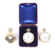 Three early 20th century gold plated pocket watches.