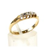 A late Victorian 18ct gold and diamond five stone ring.