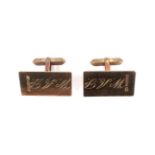 A pair of 9ct gold baton-twist and rectangular panel cufflinks.