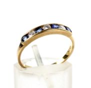 A vintage 18ct gold, sapphire and diamond five stone half-eternity ring.