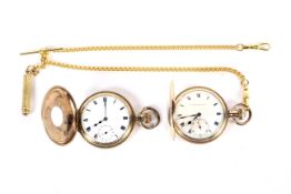 Two pocket watches comprising; a gilt hunter and a half-hunter by Elgin and Dennison;
