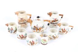 A fox hunting themed three-setting tea set.