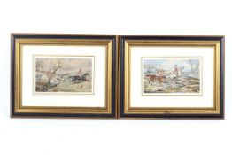 Two framed late 19th/early 20th century British school watercolour hunting scenes.