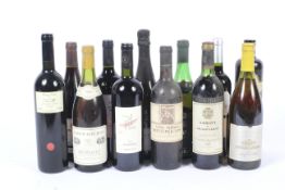 Twelve assorted bottles of wine. Comprising one bottle of Domaine Capion 1996, 75cl, 13.