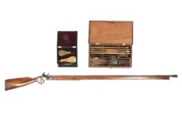 An 18th century flintlock hunting rifle,
