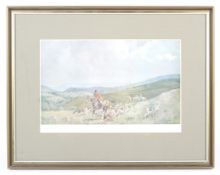 A Lionel Edwards signed print of 'The Devon and Somerset Staghounds at Cloutsham'.