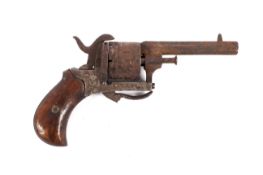 A pin fire revolver, possibly a 'Lefaucheux' French, circa 1835.