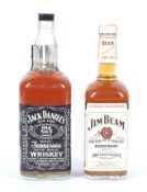 Two bottles of Bourbon whiskey. Comprising one bottle of Jack Daniels old No.