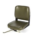 A swivel boat seat. Green upholstery on a metal base, 360 degree swivel, 40cm x 26cm when folded.