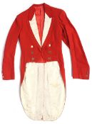Scarlet hunt tailcoat with old Surrey and Burstow hunt buttons. 1968, H107cm. .