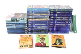 A collection of rugby annuals.