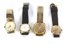 Four vintage gentleman's gold plated watches.