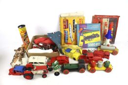 A quantity of toys and games including various playworn diecast and Corgi.