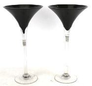 A pair of large contemporary encased glass stem trumpet vases.