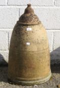 A vintage terracotta rhubarb forcer and cover.