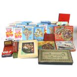 An assortment of vintage family games.