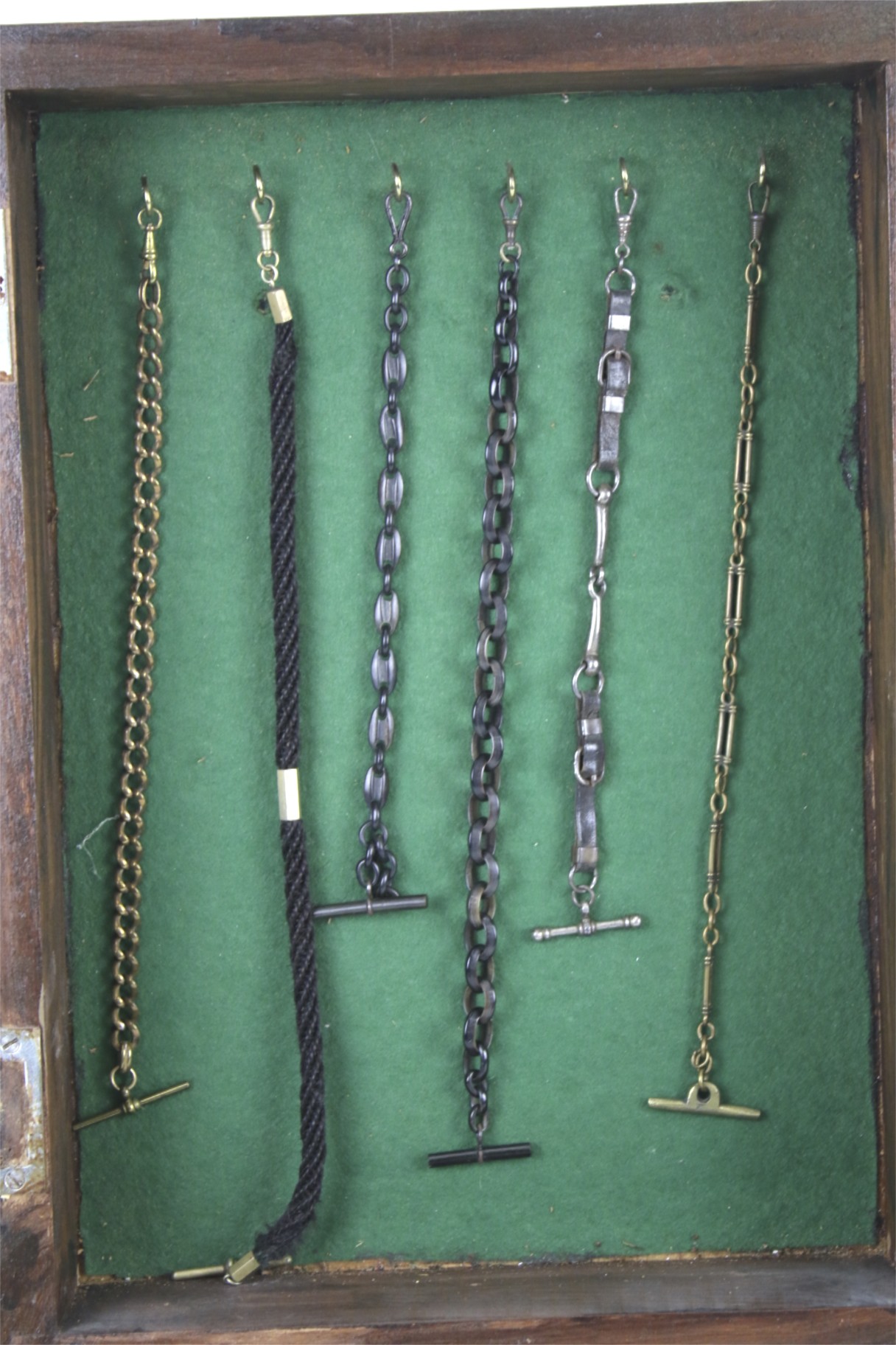 A display case with six assorted vintage watch chains. L29. - Image 2 of 2