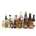 An assorted collection of miniature alcohol bottles. Including Appleton Estate Rum x4, etc.